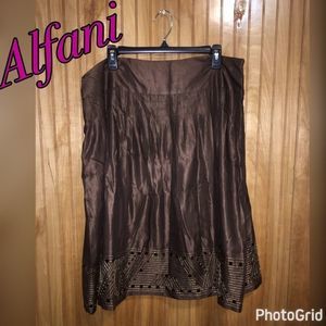 Alfani Brown Sequin Embellished Skirt Sz 16